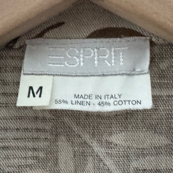 Esprit Linen Blazer Jacket Vintage Italy Fisherman Tropical Safari Green M - Picture 12 of 12